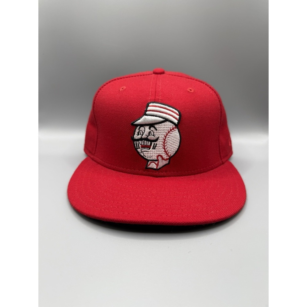 Cincinnati Reds Mr Redlegs New Era 59FIFTY Fitted Hat Red Green UV 7 1/4 Retro